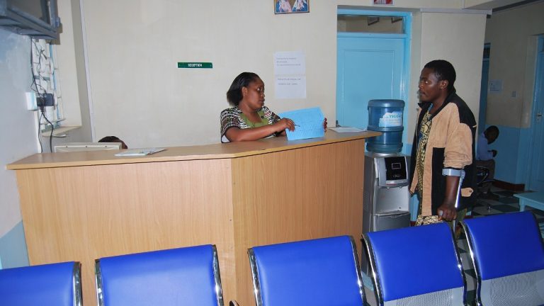 A hospital reception area in Kenya.