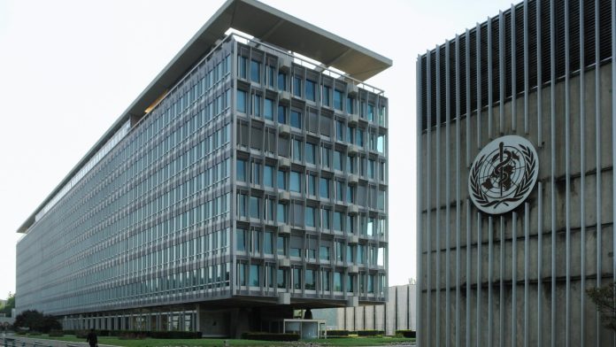 The World Health Organisation headquarters building in Geneva seen from the street