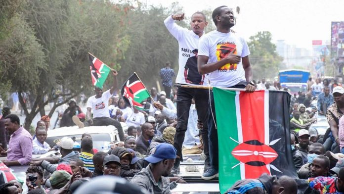 Babu Owino on a vehicle during the Linda Mwananchi Nairobi tour on 13 September 2026