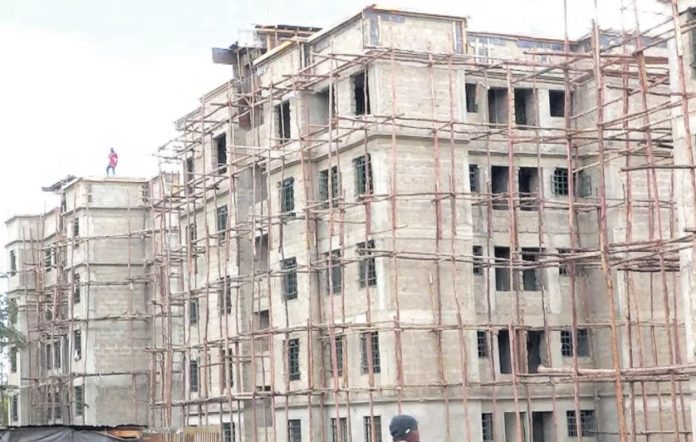 An affordable housing construction site