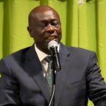 Former Deputy President Rigathi Gachagua speaking at a diaspora meeting in the US