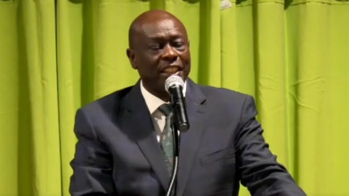 Former Deputy President Rigathi Gachagua speaking at a diaspora meeting in the US