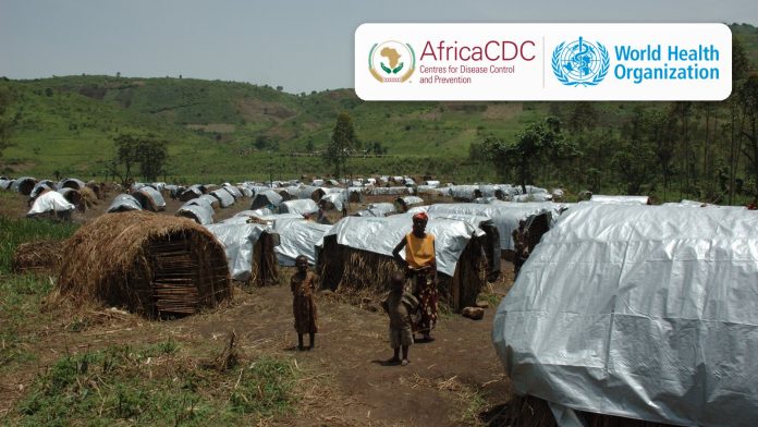 Shelters at a displacement camp in eastern DR Congo