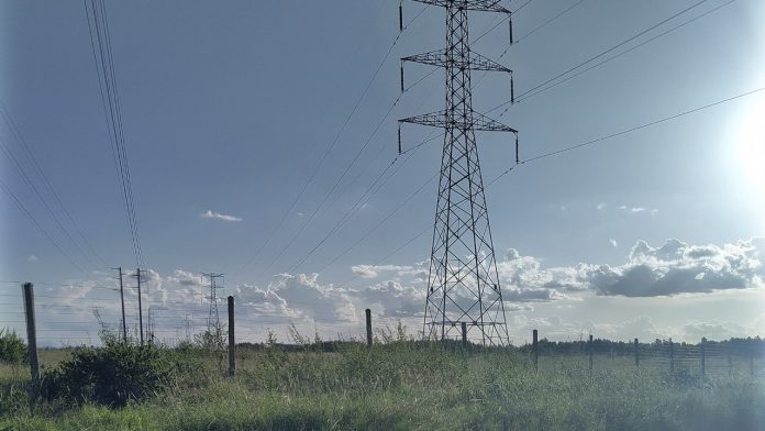 High-voltage electricity pylons in Kenya