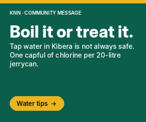 Boil it or treat it. Tap water in Kibera is not always safe.