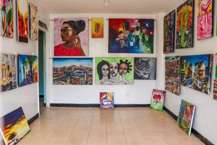 Paintings inside Uweza Art Gallery
