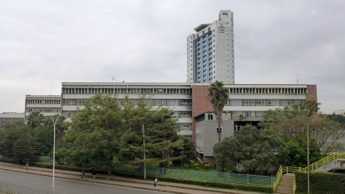 The University of Nairobi, with the Gandhi Wing in front and University of Nairobi Towers behind