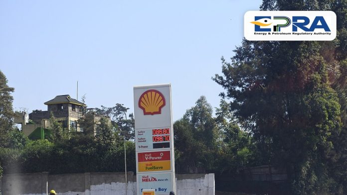 A petrol station price board in Nairobi