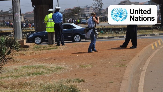 Kenyan police officers on duty in Nairobi